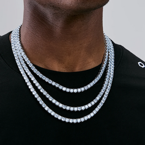 4MM Iced Out Bling 18K Gold‑Plated Tennis Chain in WhiteGold RDRIP JEWELRY 01