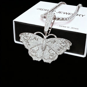 Iced Out Large Vintage Butterfly Pendant full pave AAA cubic zirconia micro inlay hip hop bling statement necklace charm 18k gold plated copper mens womens street jewelry RDRIP JEWELRY SINCE 2016