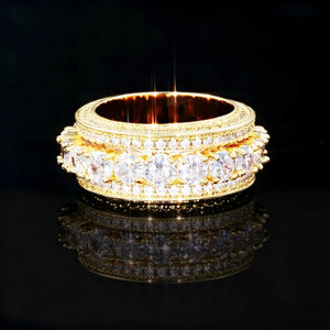 18K gold plated five‑row full paved iced out band ring for men heavy weight hip hop wide eternity band AAA cubic zirconia micro pave hand set stones bling statement jewelry RDRIP JEWELRY SINCE 2016
