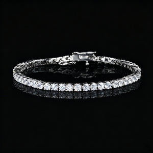 3mm Iced Out Bling 18K Gold-Plated Tennis Bracelet for Men Women, Premium Cubic Zirconia Simulated Diamond Prong Set Hip Hop Jewelry, Sleek Single Row Iced Bracelet, Sparkling CZ Tennis Bracelet, Durable Fashion Jewelry Gift, RDRIP JEWELRY
