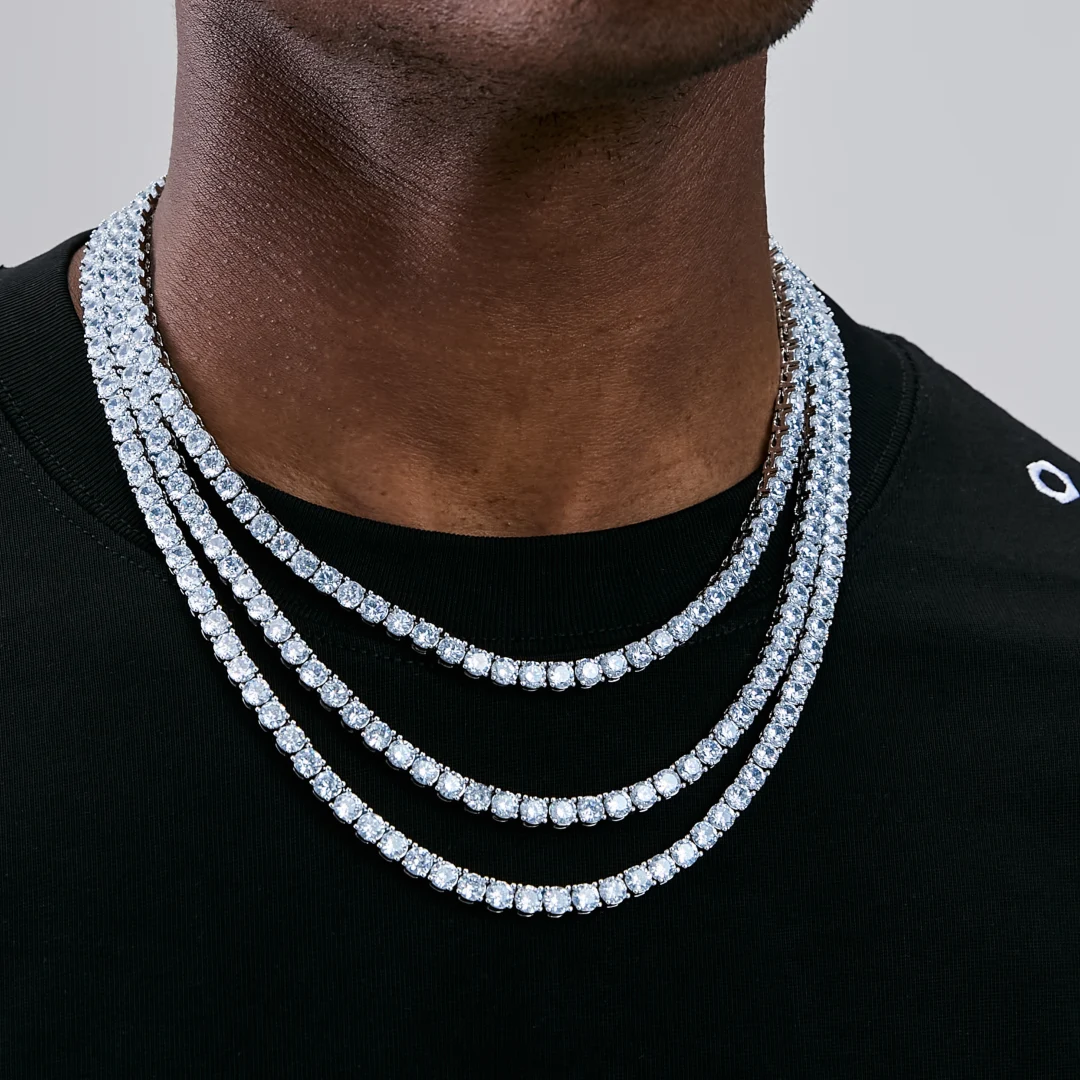 4MM Iced Out Bling 18K Gold‑Plated Tennis Chain in WhiteGold RDRIP JEWELRY 01