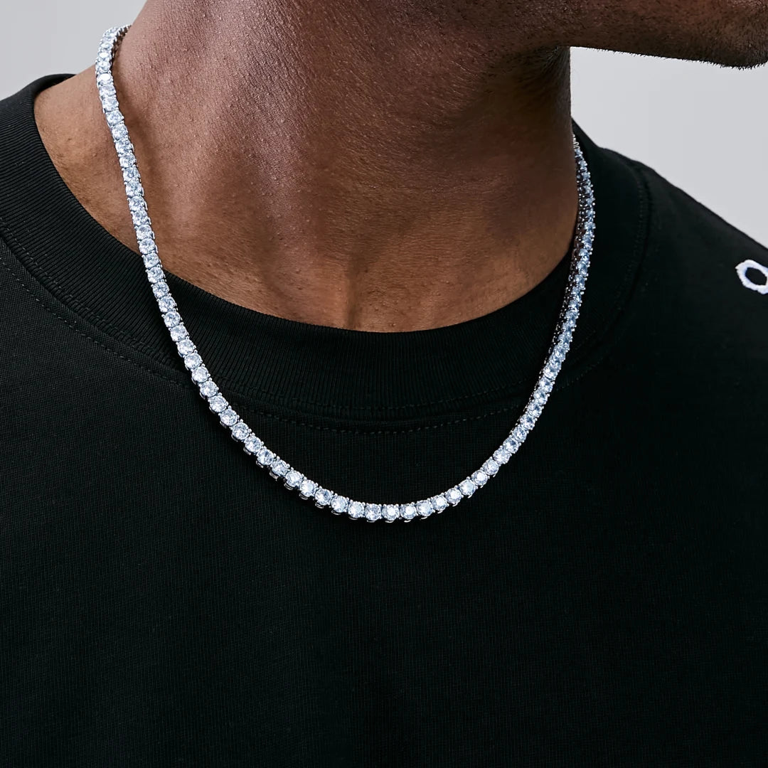 4MM Iced Out Bling 18K Gold‑Plated Tennis Chain in WhiteGold RDRIP JEWELRY 02