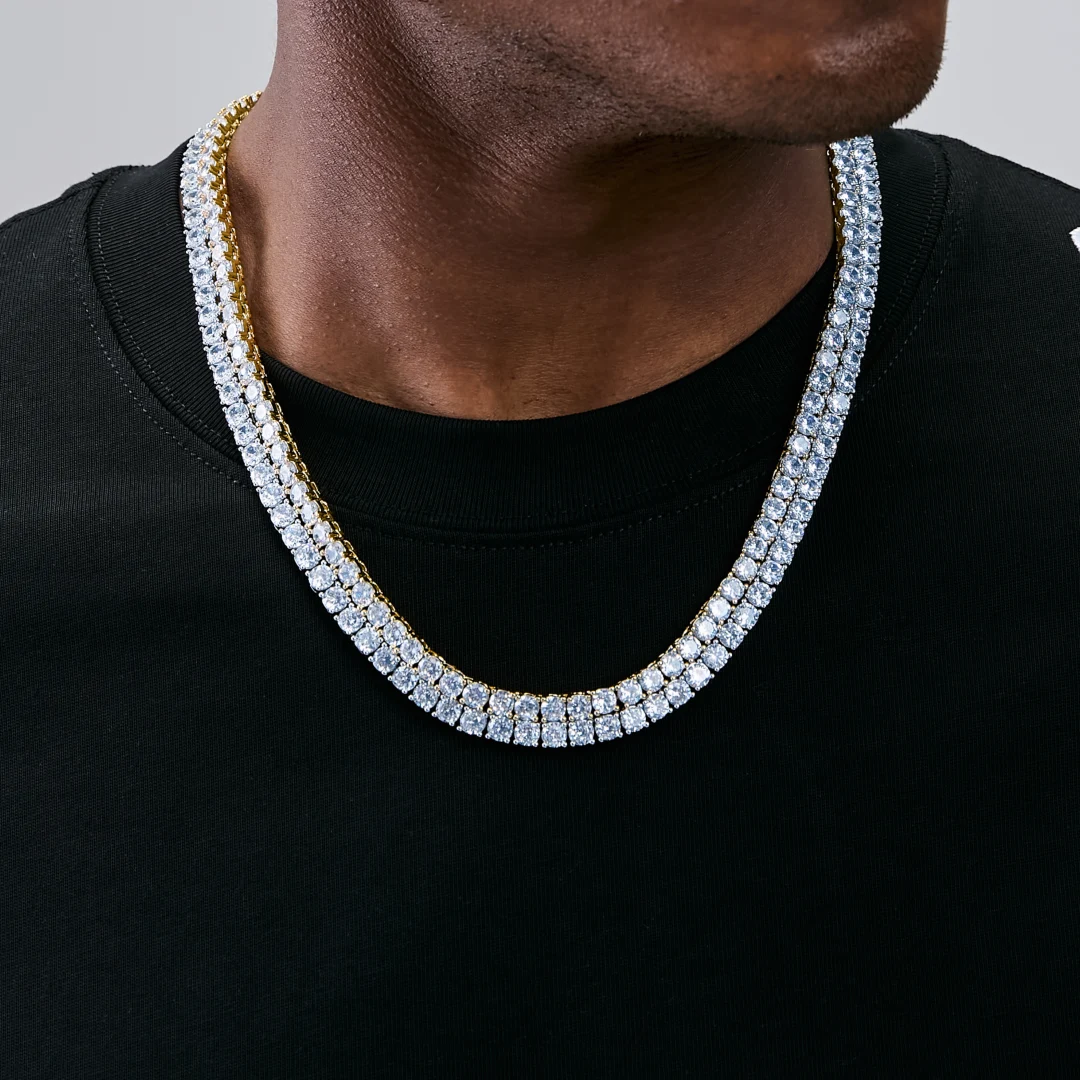 4MM Iced Out Bling 18K Gold‑Plated Tennis Chain in WhiteGold RDRIP JEWELRY 04