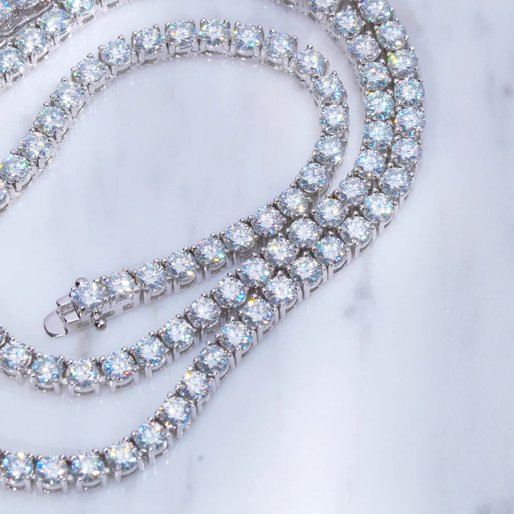 4MM Iced Out Bling 18K Gold‑Plated Tennis Chain in WhiteGold RDRIP JEWELRY 05