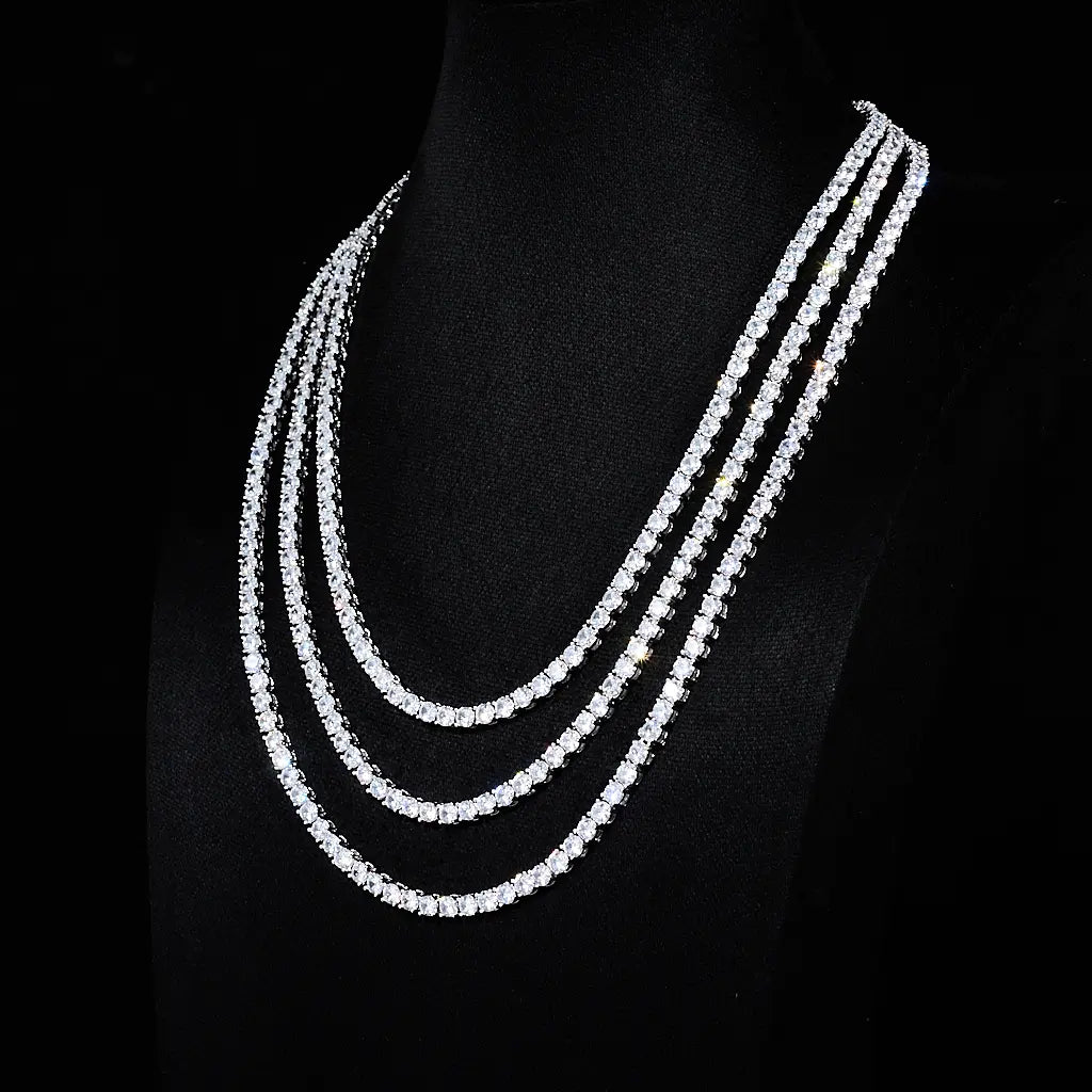 4MM Iced Out Bling 18K Gold‑Plated Tennis Chain in WhiteGold RDRIP JEWELRY 06