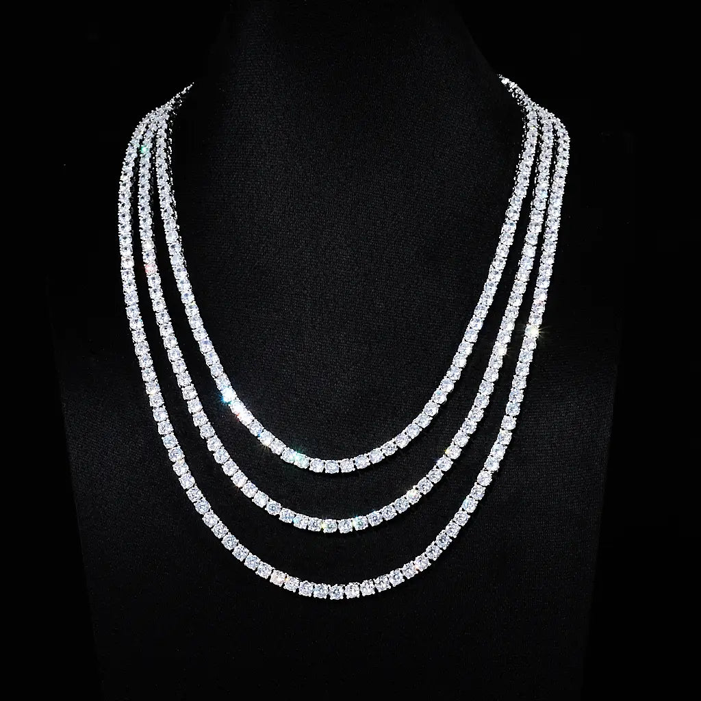 4MM Iced Out Bling 18K Gold‑Plated Tennis Chain in WhiteGold RDRIP JEWELRY 07