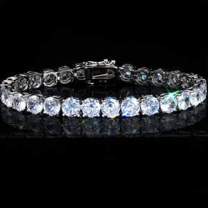 RDRIP JEWELRY 925 Sterling Silver 6mm Sparkle Tennis Bracelet, White Gold Plated Flawless VVS Simulated Diamonds, unisex single row hip hop wrist bracelet, sparkling cubic zirconia stones, silver tone luxury jewelry gift for men and women
