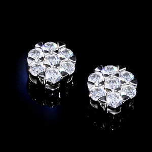 Iced Out S925 Sterling Silver Round 7 Stone Flower Cluster VVS Moissanite Stud Earrings Hip Hop Jewelry For Men RDRIP JEWELRY
