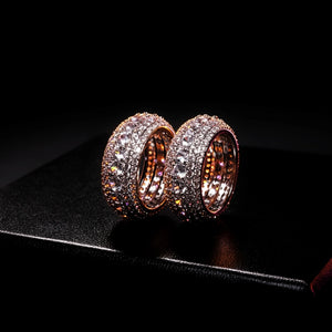 Micro‑Pave CZ Iced Out Wide Eternity Ring two stacked hip hop rings shot, full micro pave flawless VVS simulated diamonds 10mm wide copper 18K white gold plated bling icy men women jewelry RDRIP JEWELRY